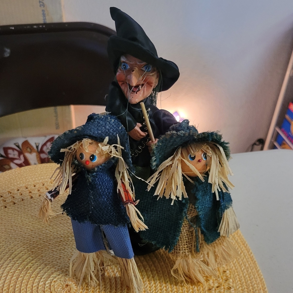 Witch and scarecrows